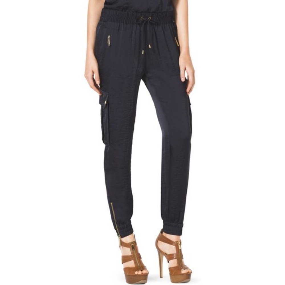 MK NAVY SATIN JOGGERS
